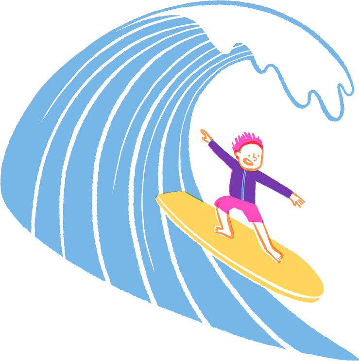 Stylised Risograph Man Surfing